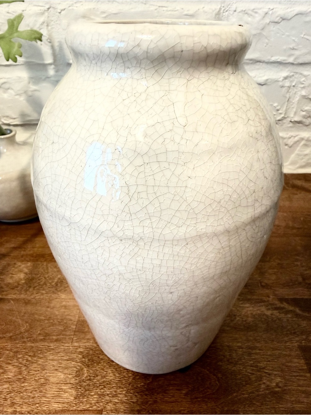 Magnolia Crackle Glaze Vase Tall Cream Distressed Farmhouse Decor